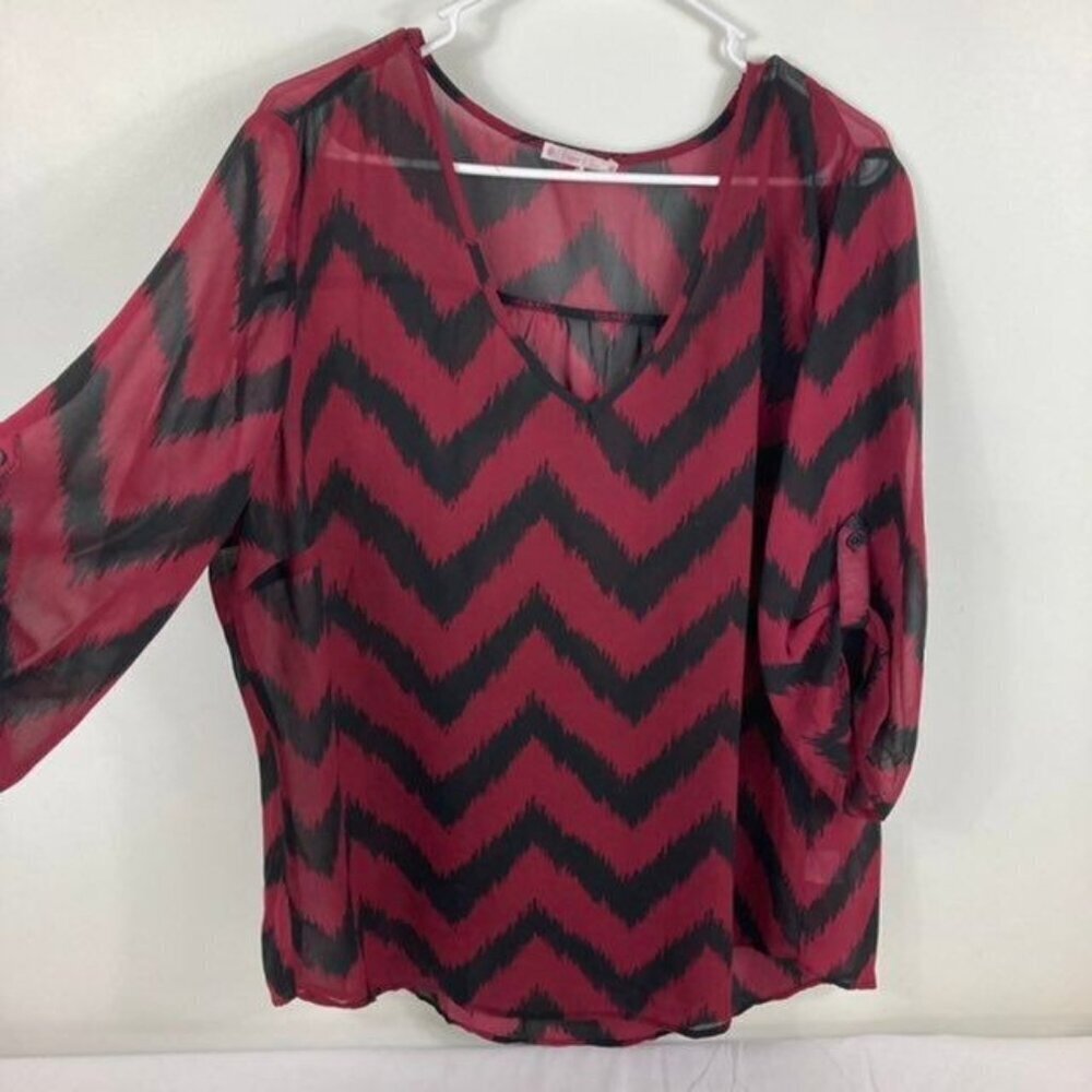 Womens Free 2 Luv Sheer Tunic Blouse‎ 2X